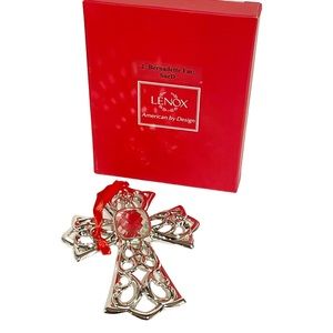 Lenox Silver Jeweled Decorative‎ Cross Ornament New in Box NWT